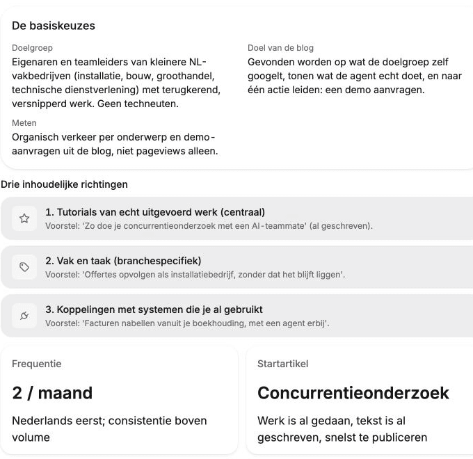 Het strategievoorstel naast het werkdocument in Auttendo